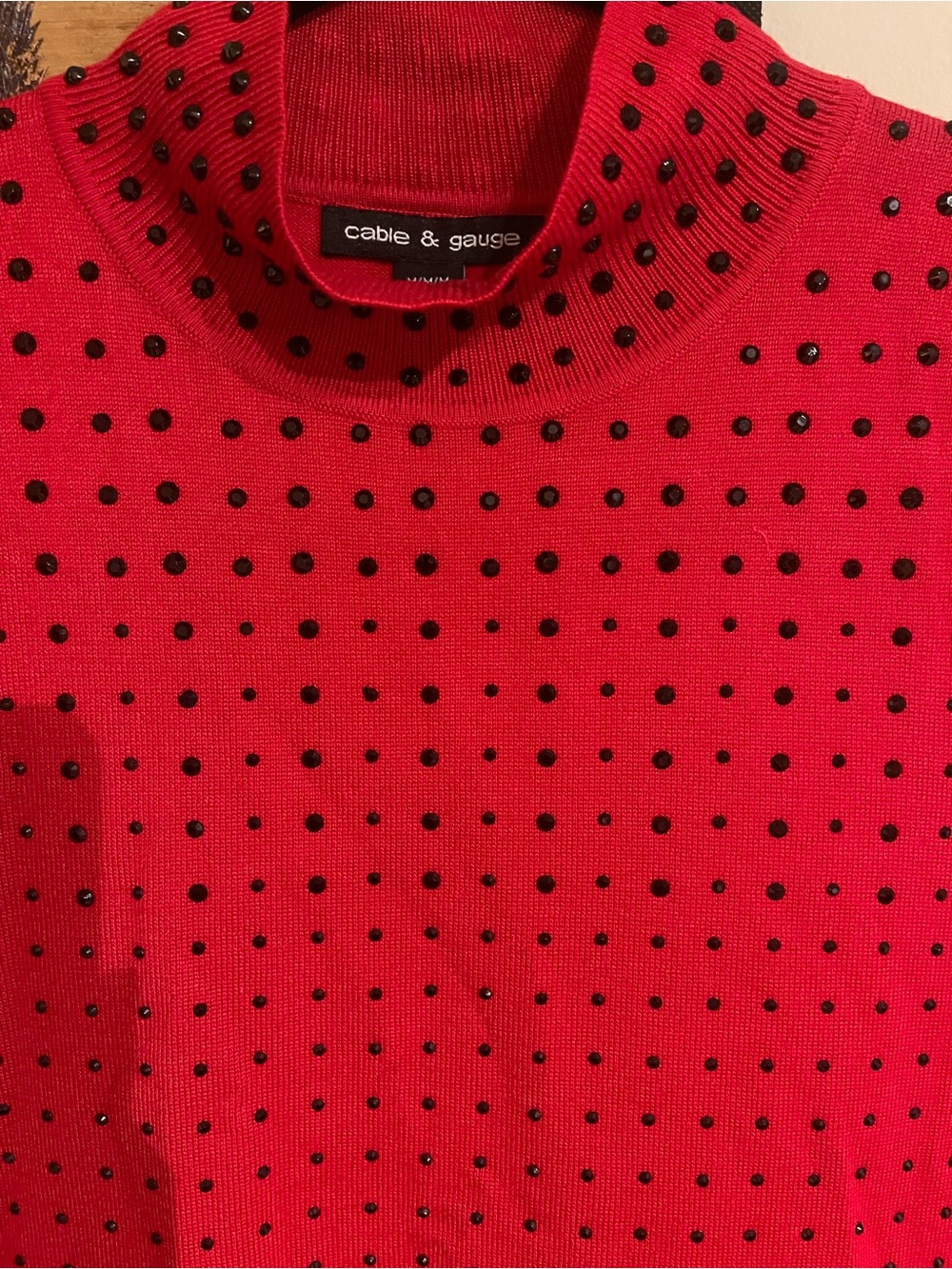 Sleeveless Red Studded Mock-Neck Top - Picture 2 of 4